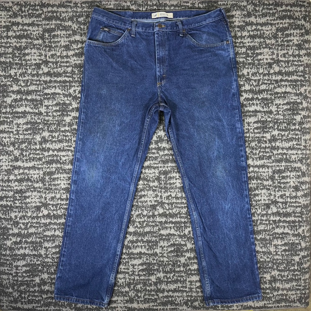 Lee Regular Fit Jeans Mens 42x34 Blue Medium Wash Straight Leg JIM-M823-005